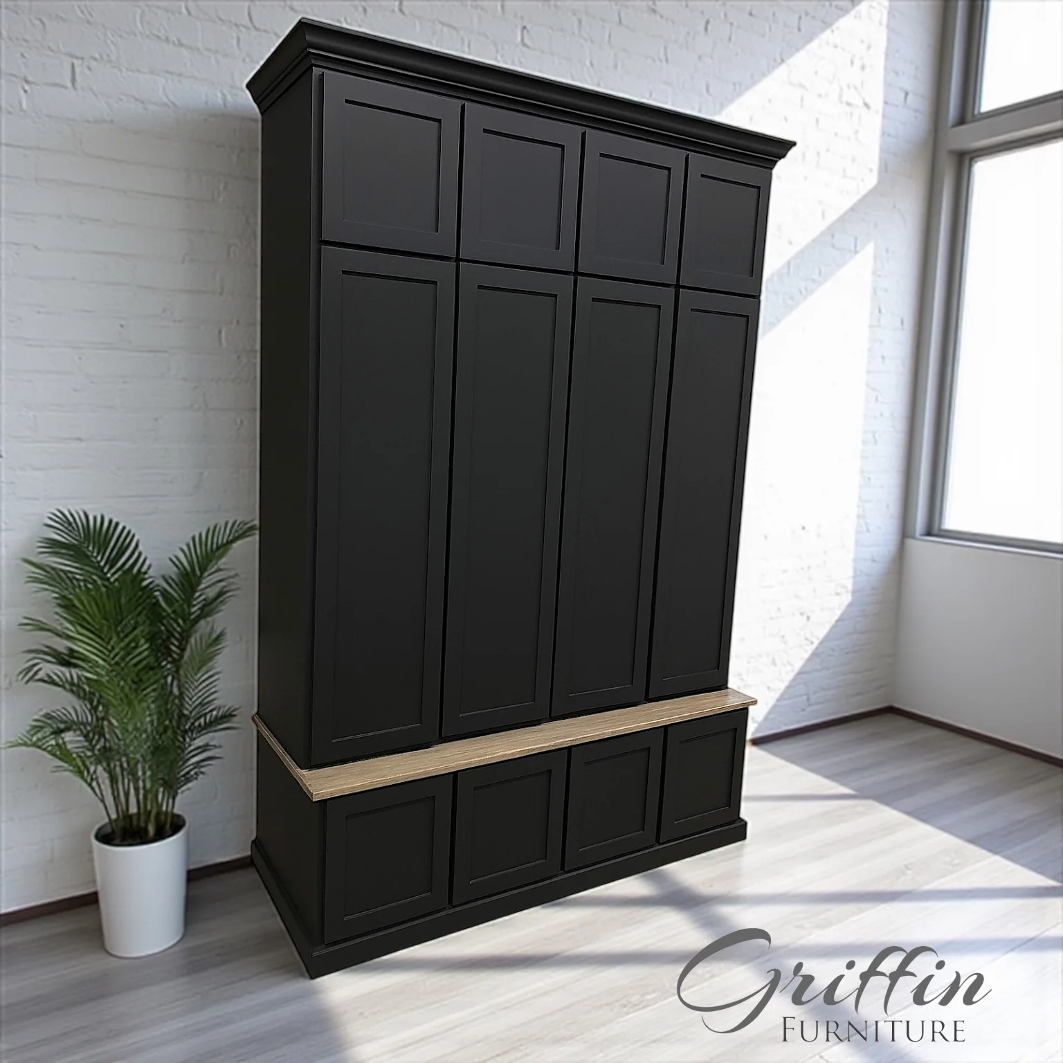 Ashville Entryway Shoe Storage Bench | Custom Mudroom Hall Tree with Drawers, Cubbies & Hooks | Solid Wood Entryway Furniture