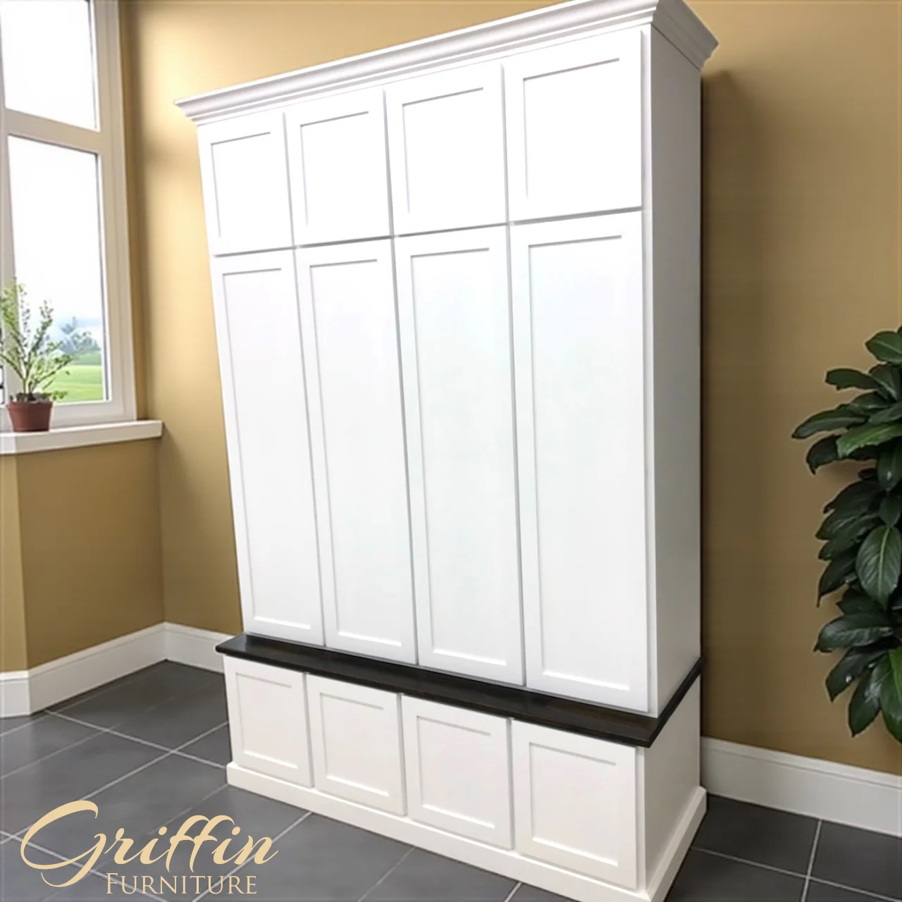 Ashville Entryway Shoe Storage Bench | Custom Mudroom Hall Tree with Drawers, Cubbies & Hooks | Solid Wood Entryway Furniture - Image 2