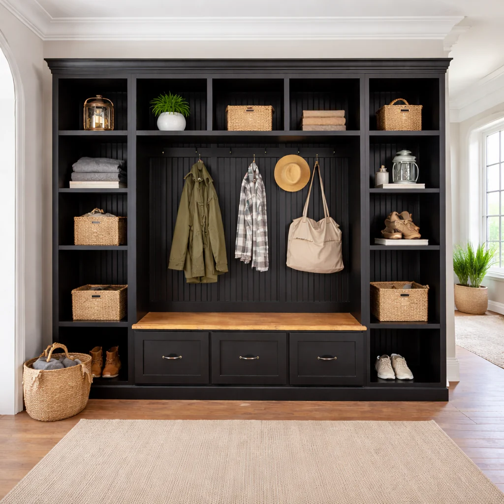 Atlanta Entryway Shoe Storage Bench | Standing Coat Rack | Entryway Furniture | Shoe Cabinet | Mudroom Bench | Hall Tree - Image 8
