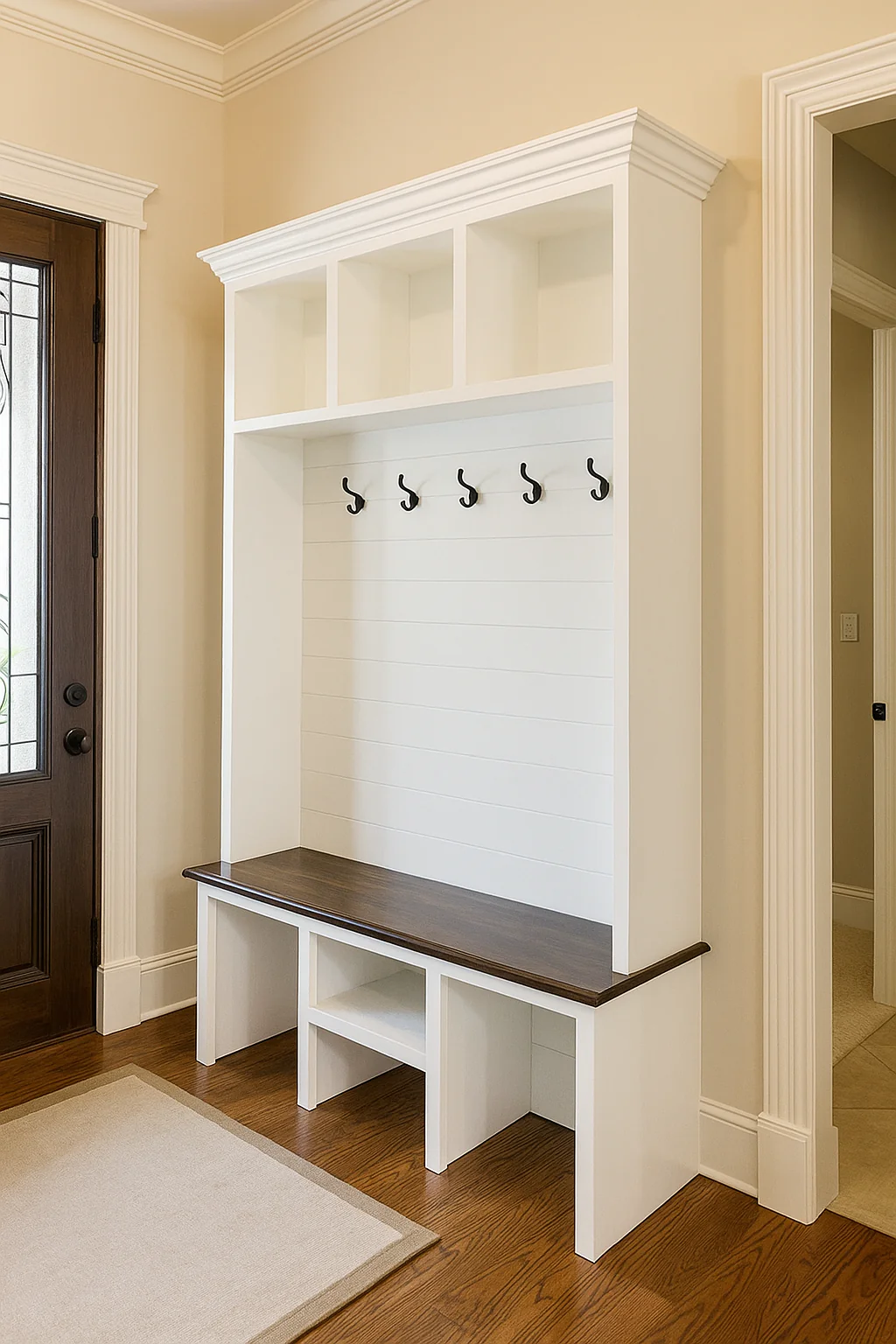 Bluffton Hall Tree with Shoe Storage Bench | Entryway Organizer | Mudroom Furniture & Wall-Mount Coat Rack Cabinet - Image 4