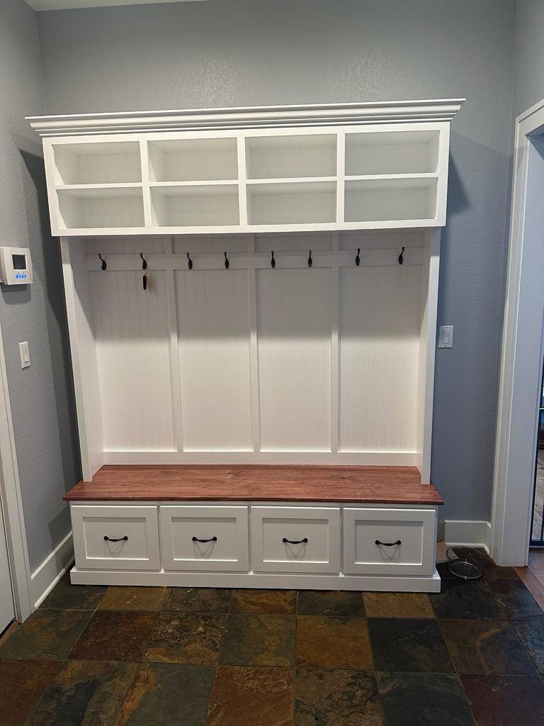 Branson Entryway Storage Bench with Coat Rack | 4-Section Hall Tree for Mudroom Organization | Custom Entryway Furniture - Image 4