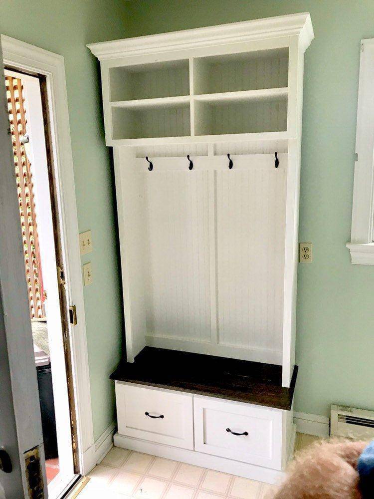 Branson Hall Tree Entryway Bench with Shoe Rack & Mudroom Storage | 2-Section Coat Organizer - Image 8
