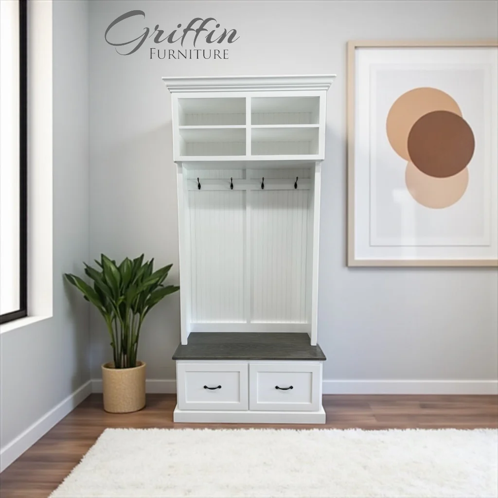 Branson Hall Tree Entryway Bench with Shoe Rack & Mudroom Storage | 2-Section Coat Organizer - Image 7