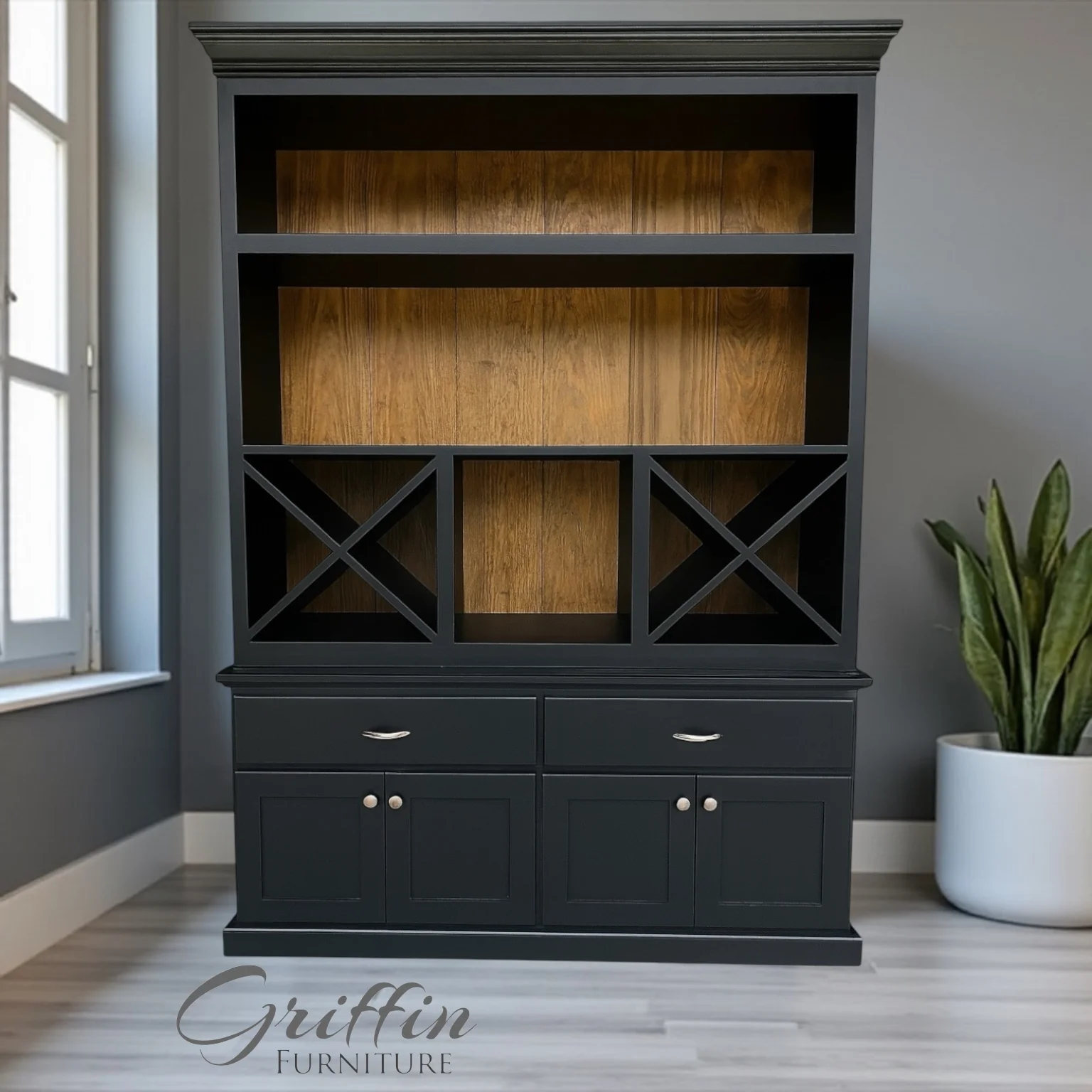 Buxton Wine Bar & Liquor Cabinet | Coffee Bar Station | Wine Cabinet & Kitchen Storage Bar – Custom Wood Furniture - Image 2