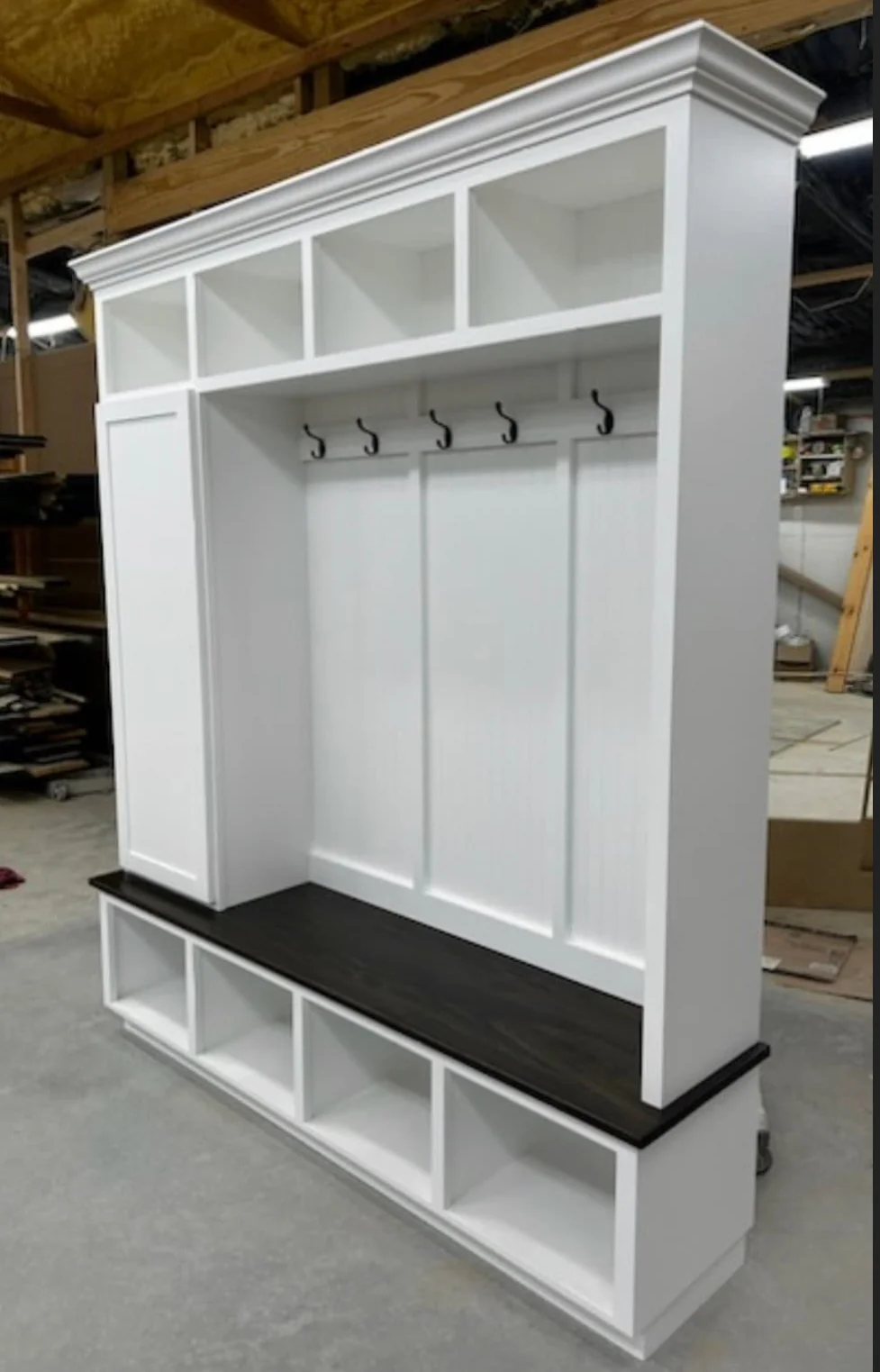 Dallas Hall Tree Bench with Coat Rack | 4-Section Mudroom Storage Solution | Custom Mudroom Furniture - Image 2