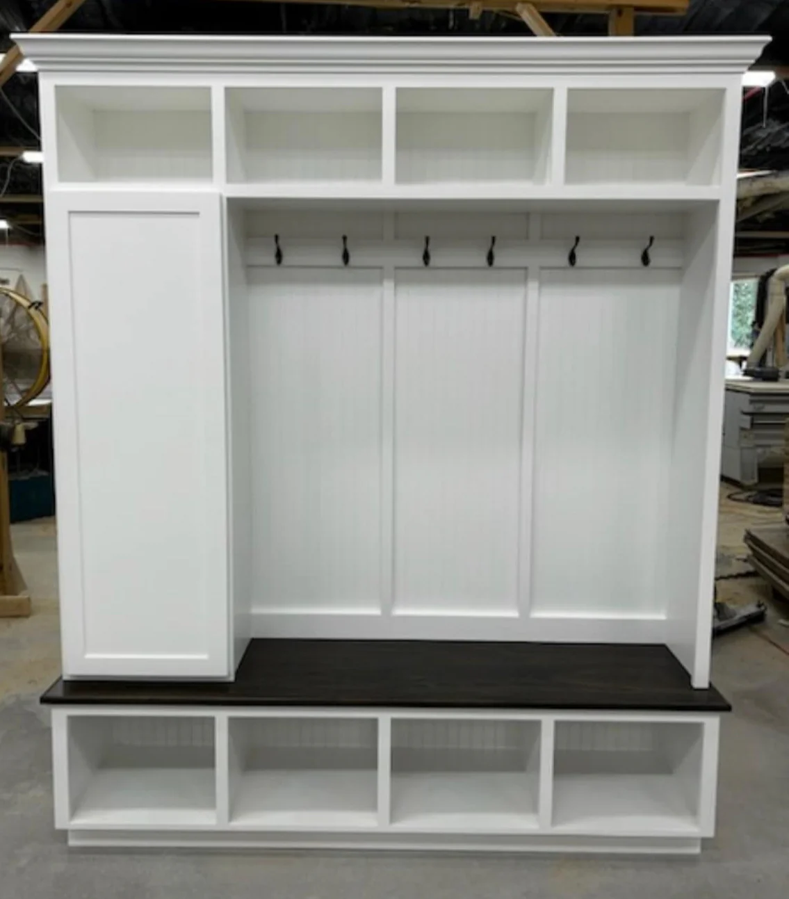Dallas Hall Tree Bench with Coat Rack | 4-Section Mudroom Storage Solution | Custom Mudroom Furniture - Image 5