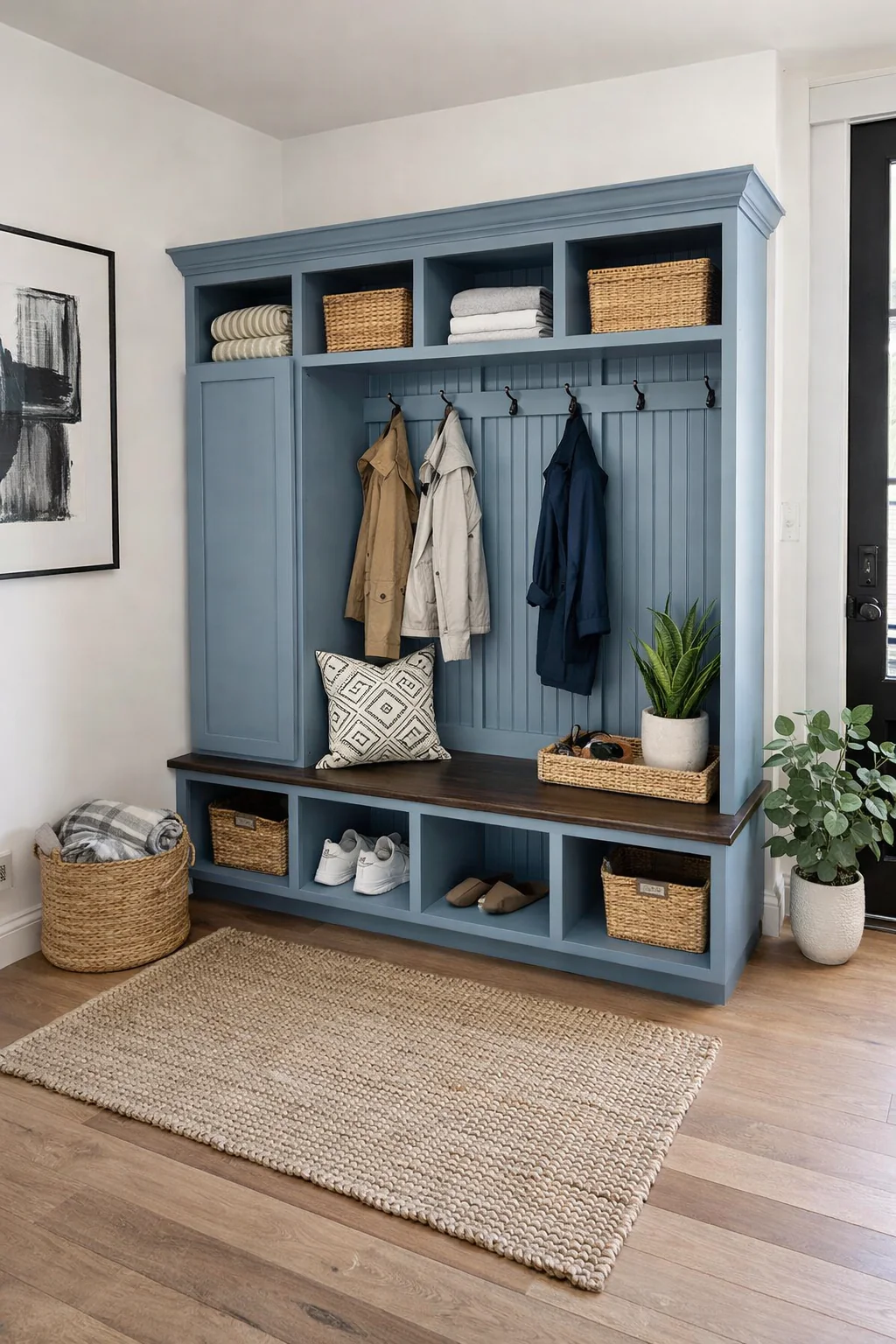 Dallas Hall Tree Bench with Coat Rack | 4-Section Mudroom Storage Solution | Custom Mudroom Furniture - Image 6