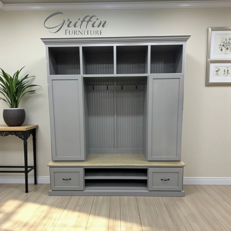 Florida Mudroom Locker Bench with Hall Tree | Custom Storage Solution for Entryways - Image 5