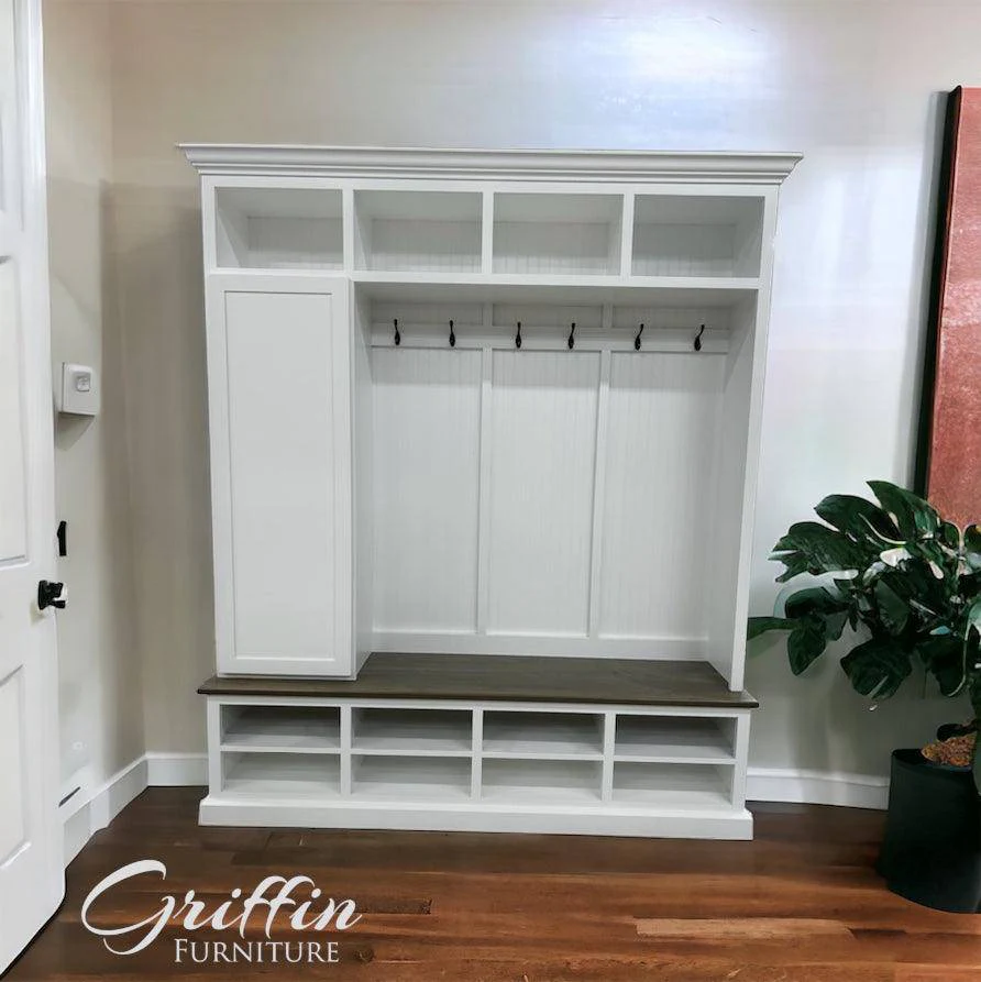 Fort Myers Entryway Shoe Cabinet | 4-Section Hall Tree Bench & Mudroom Storage - Image 3