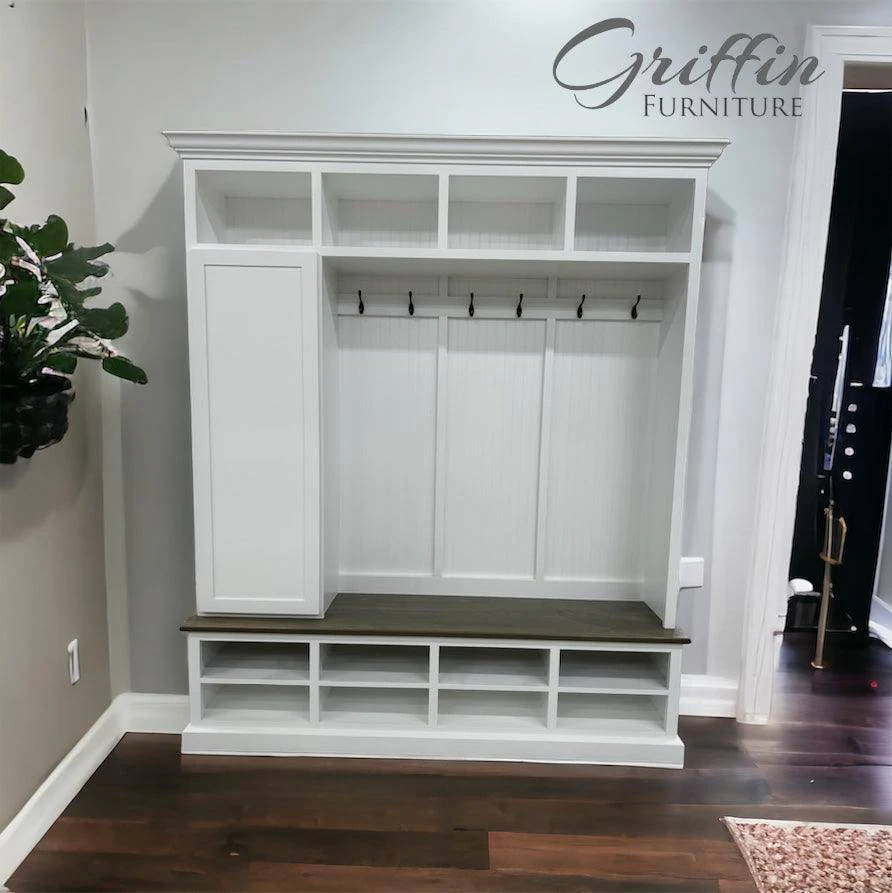 Fort Myers Entryway Shoe Cabinet | 4-Section Hall Tree Bench & Mudroom Storage - Image 5