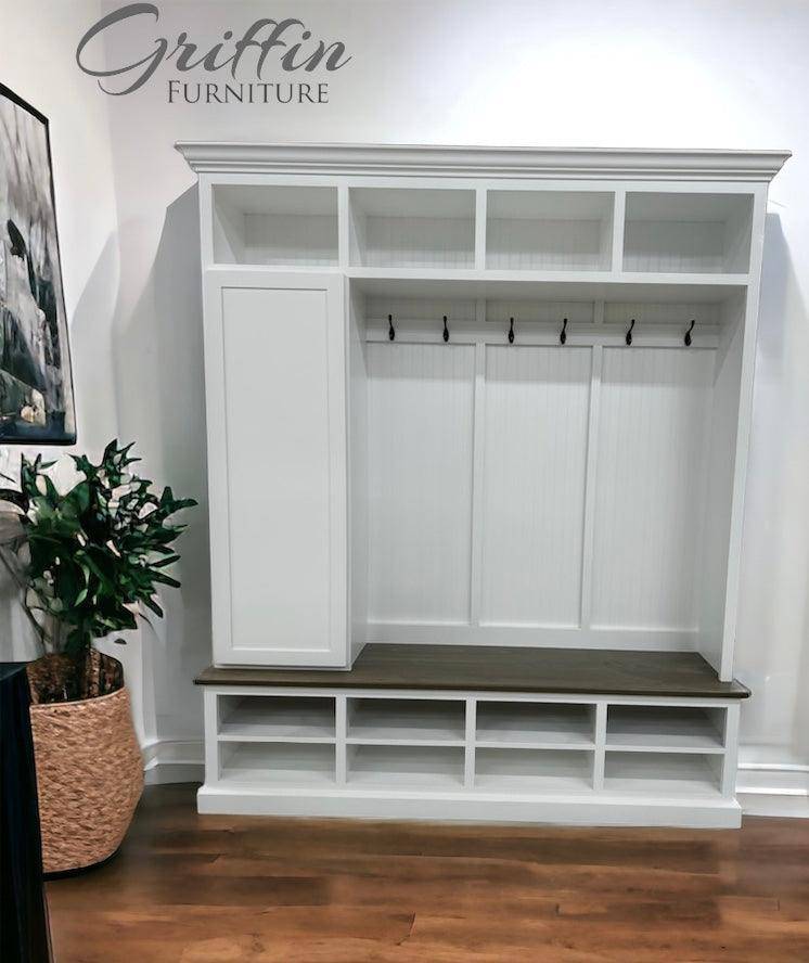Fort Myers Entryway Shoe Cabinet | 4-Section Hall Tree Bench & Mudroom Storage - Image 6