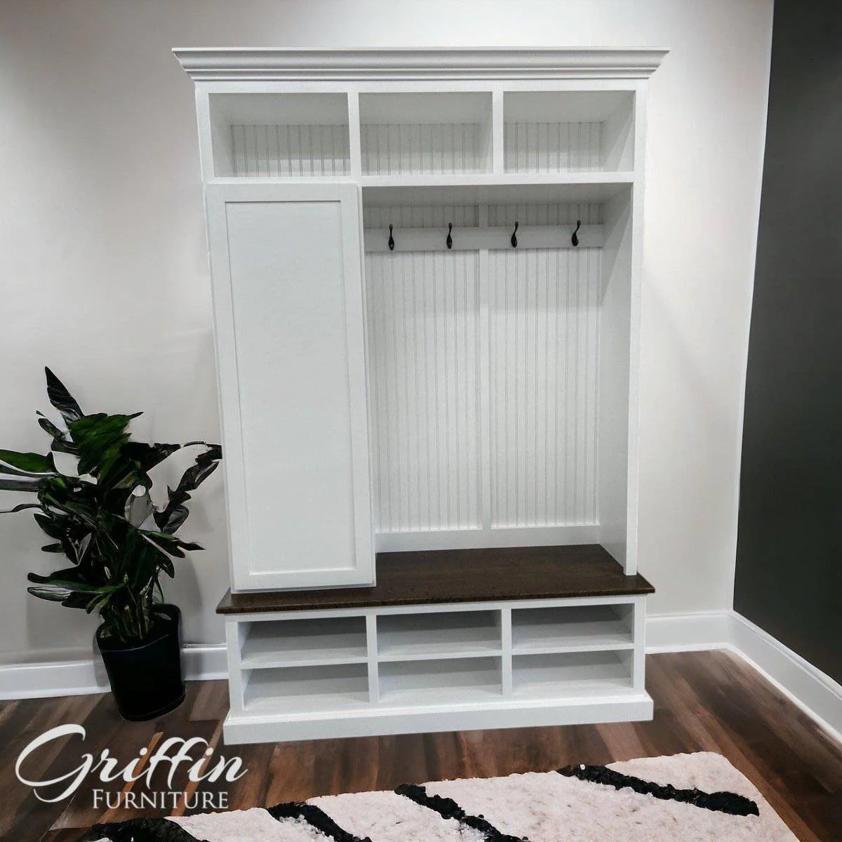 Fort Myers Entryway Shoe Storage Bench with Coat Rack | 3-Section Hall Tree for Mudrooms & Foyers | Griffin Furniture - Image 2