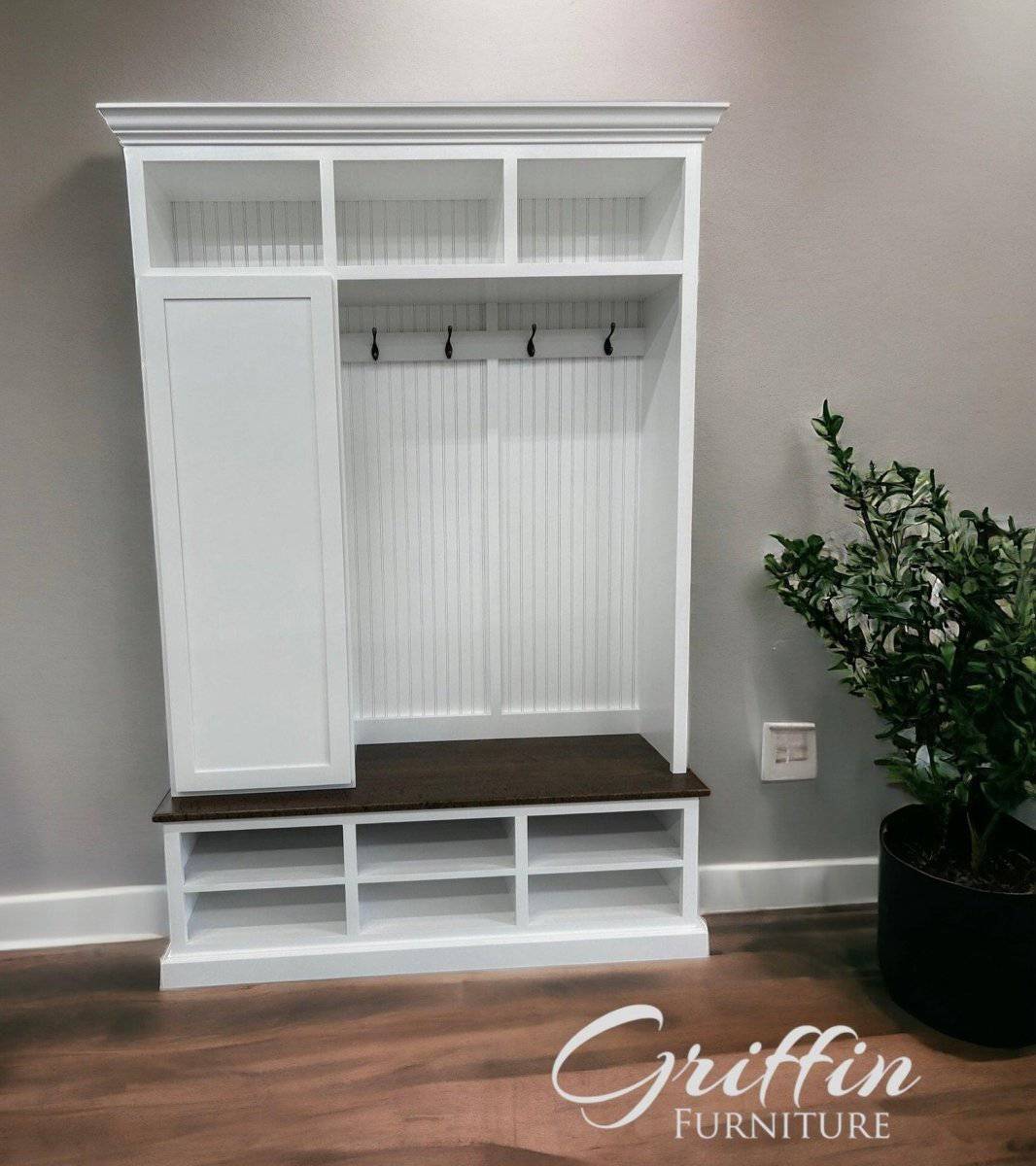 Fort Myers Entryway Shoe Storage Bench with Coat Rack | 3-Section Hall Tree for Mudrooms & Foyers | Griffin Furniture - Image 4