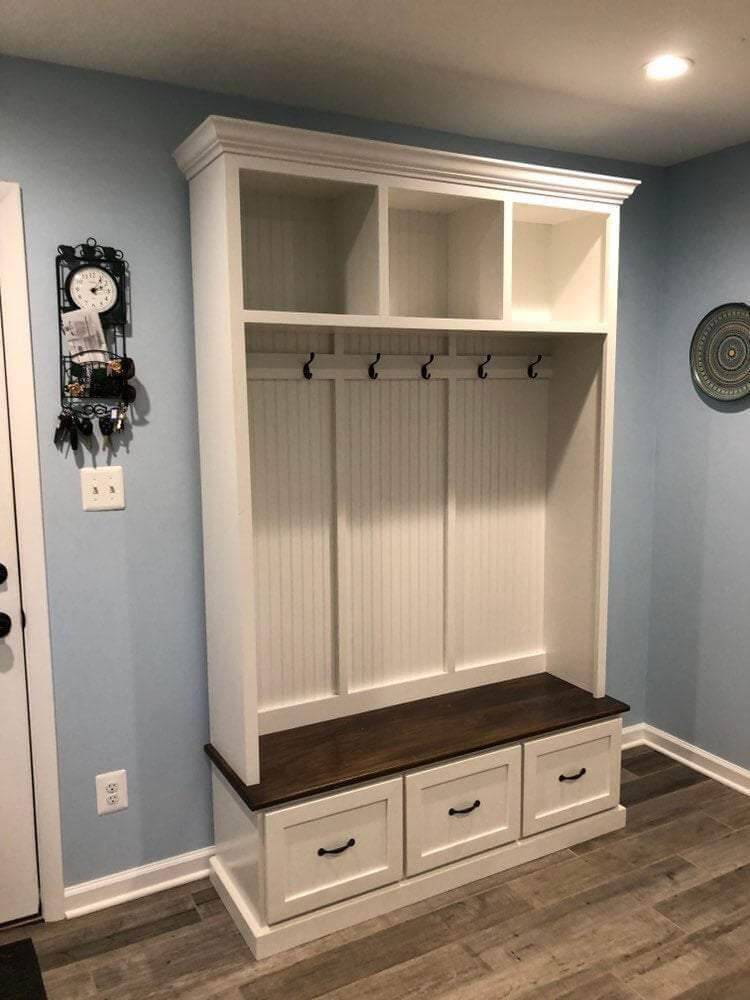 Georgia Entryway Hall Tree with Storage | 3-section Custom Mudroom Bench | Shoe Cabinet & Coat Rack | Griffin Furniture - Image 2