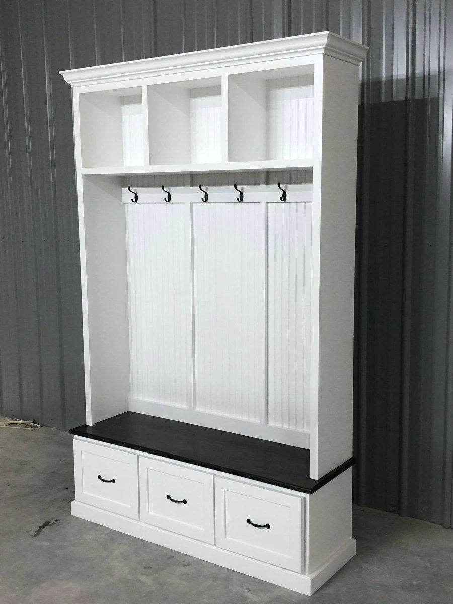Georgia Entryway Hall Tree with Storage | 3-section Custom Mudroom Bench | Shoe Cabinet & Coat Rack | Griffin Furniture - Image 4