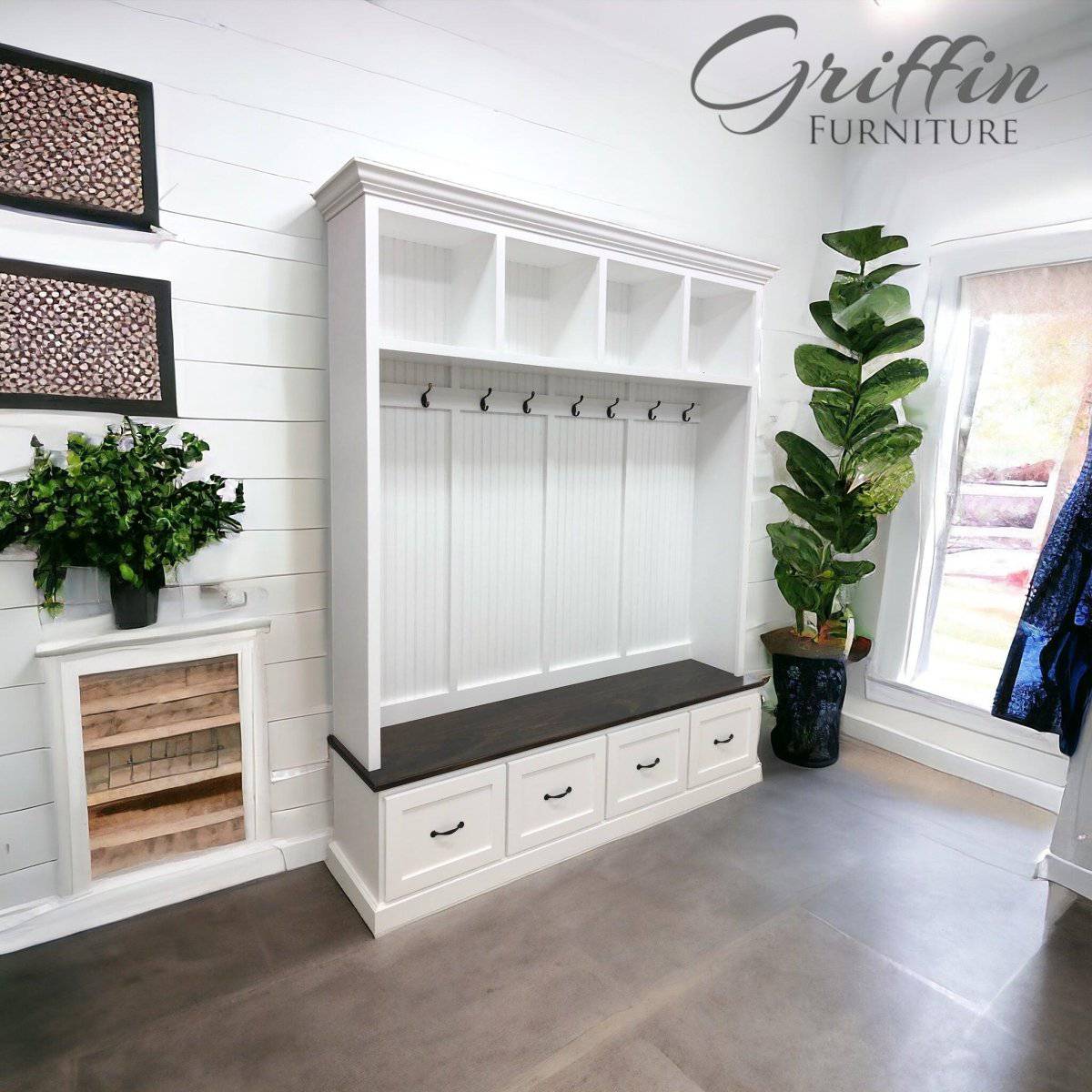 Georgia Mudroom Bench with Drawers | Entryway Hall Tree Coat Rack Storage Furniture (4-section) - Image 10