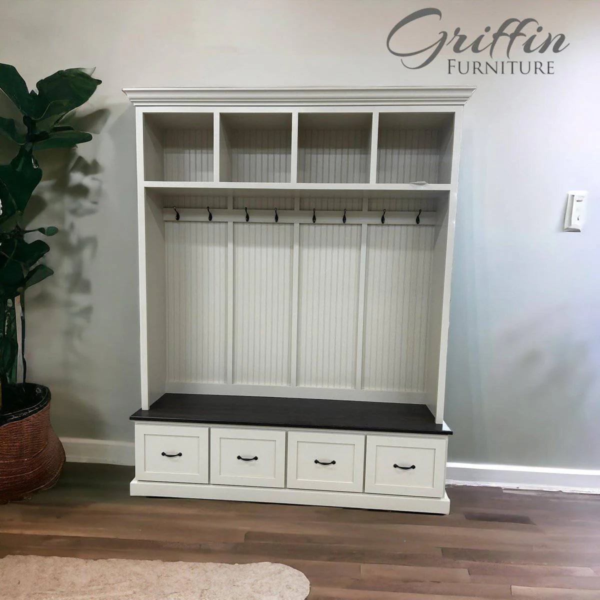 Georgia Mudroom Bench with Drawers | Entryway Hall Tree Coat Rack Storage Furniture (4-section) - Image 11