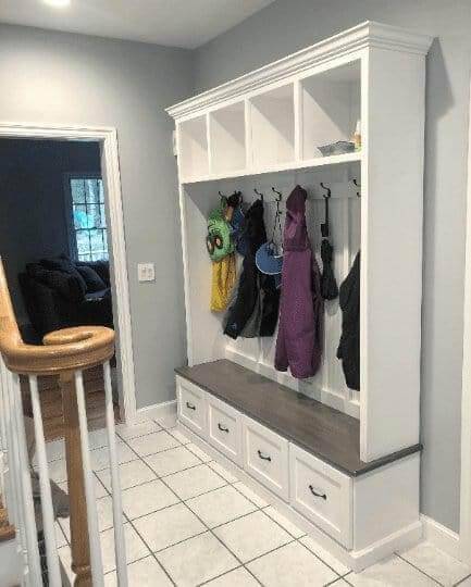 Georgia Mudroom Bench with Drawers | Entryway Hall Tree Coat Rack Storage Furniture (4-section) - Image 9