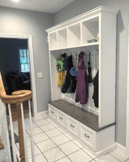 Georgia 4-Section Mudroom Bench with Drawers | Entryway Hall Tree Coat Rack Storage Furniture - Image 4