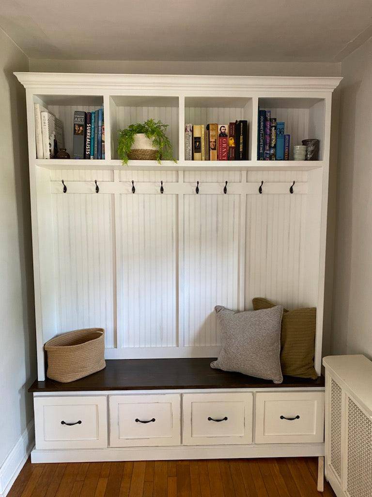 Georgia 4-Section Mudroom Bench with Drawers | Entryway Hall Tree Coat Rack Storage Furniture - Image 5