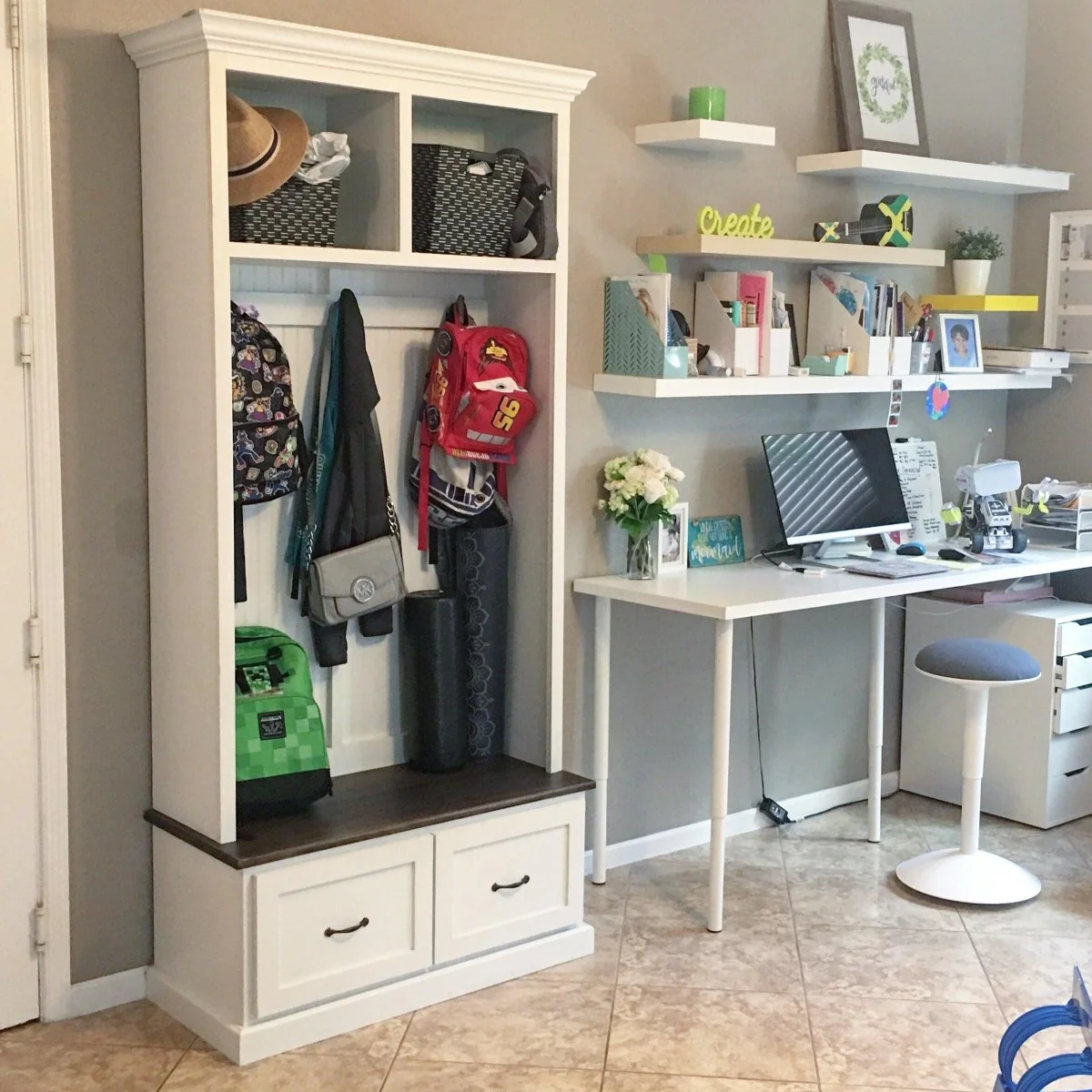 Georgia Mudroom Bench with Shoe Storage | 2-Section Hall Tree Coat Rack | Entryway Organizer Cabinet | Solid Wood Mudbench Furniture - Image 11