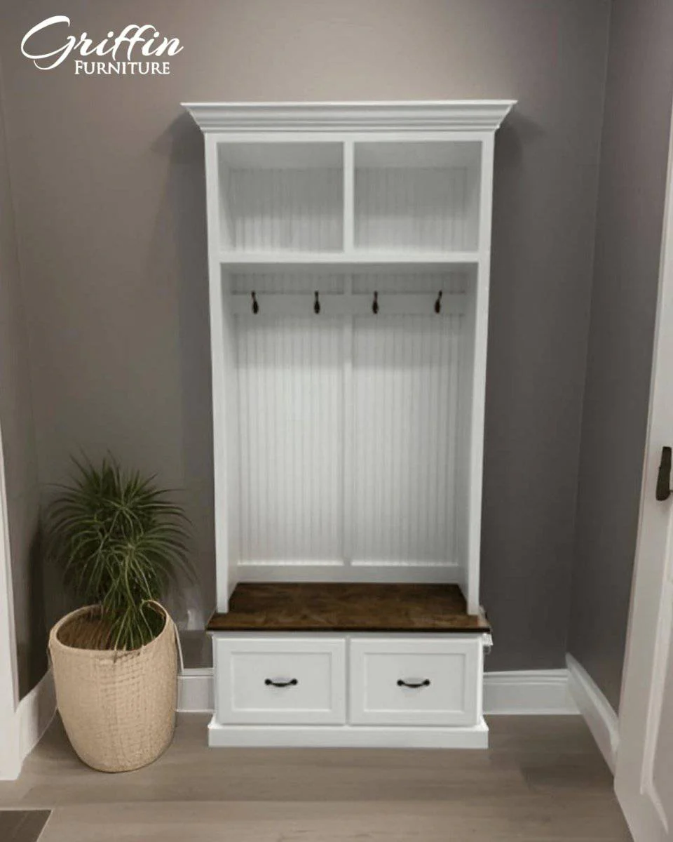 Georgia Mudroom Bench with Shoe Storage | 2-Section Hall Tree Coat Rack | Entryway Organizer Cabinet | Solid Wood Mudbench Furniture - Image 12