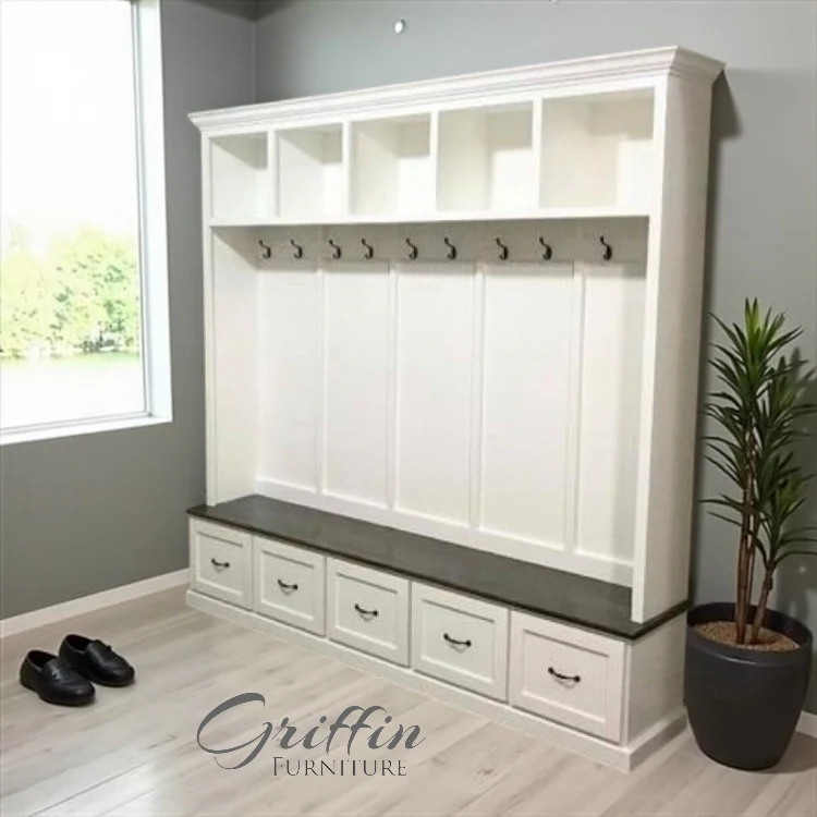 Georgia Mudroom Locker Bench – 5-Section Solid Wood Hall Tree with Shoe Storage | Custom Entryway Furniture & Coat Rack - Image 14