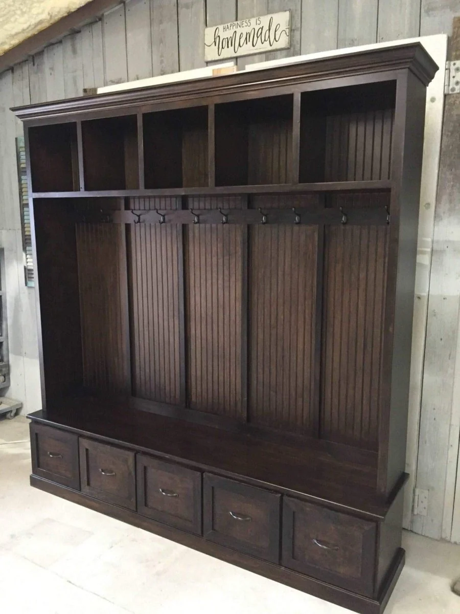 Georgia Mudroom Locker Bench – 5-Section Solid Wood Hall Tree with Shoe Storage | Custom Entryway Furniture & Coat Rack - Image 4