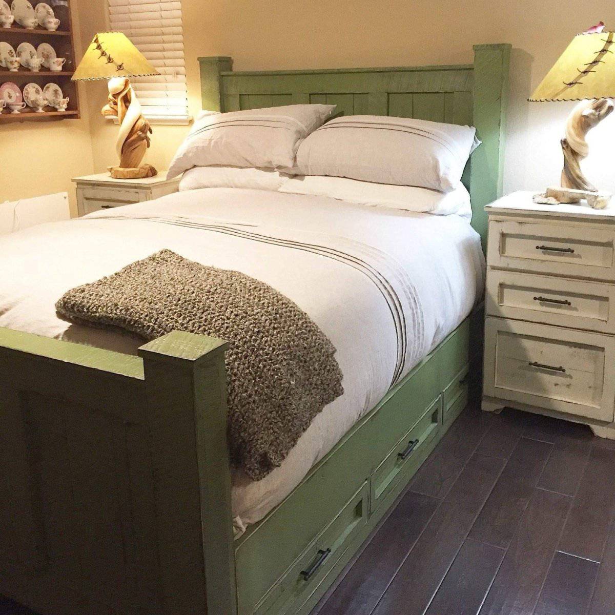 Griffin Solid Wood Bed Frame with Storage Drawers | Custom Handmade King & Queen Sizes | Rustic Farmhouse Bedroom Furniture - Image 3