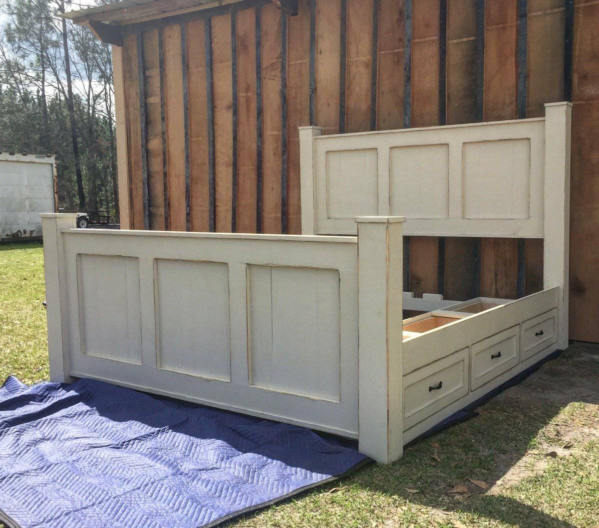Griffin Solid Wood Bed Frame with Storage Drawers | Custom Handmade King & Queen Sizes | Rustic Farmhouse Bedroom Furniture - Image 4