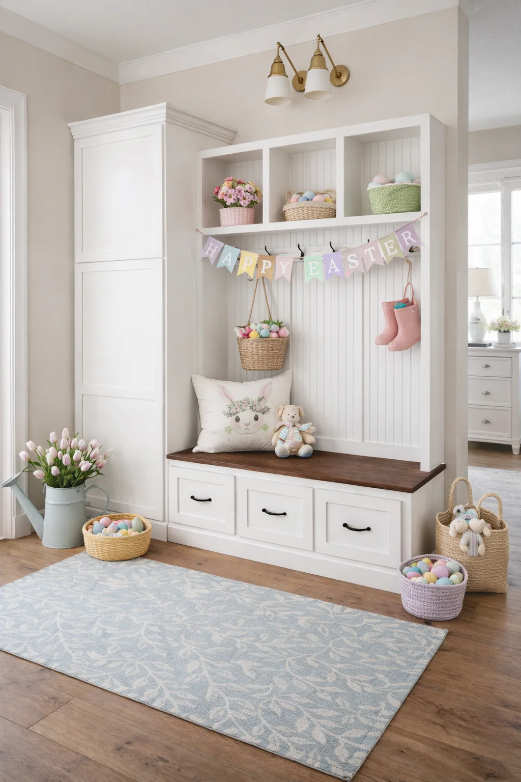 Holbrook Entryway Bench with Shoe Storage |3-Section Wood Mudroom Organizer | Hall Tree Style Mud Bench - Image 4