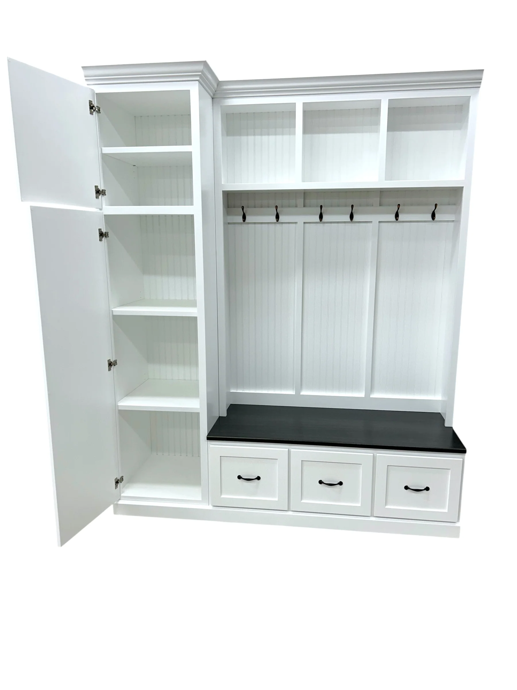 Holbrook Entryway Bench with Shoe Storage | Solid Wood Mudroom Organizer | Hall Tree Style Mud Bench (3-section) - Image 3