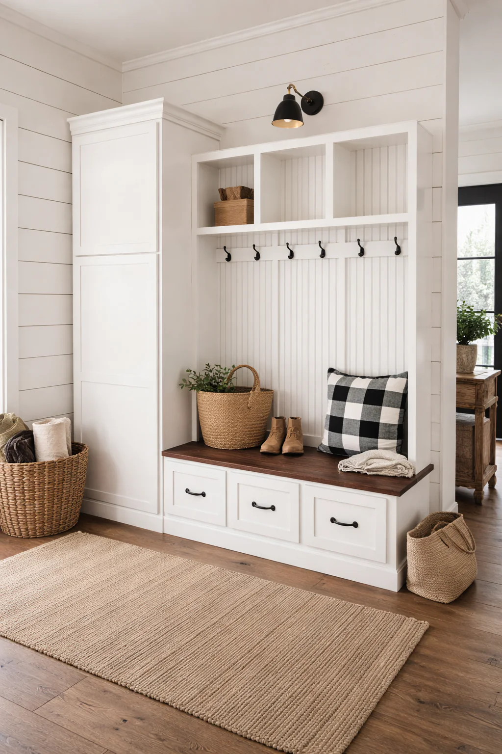 Holbrook Entryway Bench with Shoe Storage |3-Section Wood Mudroom Organizer | Hall Tree Style Mud Bench - Image 2