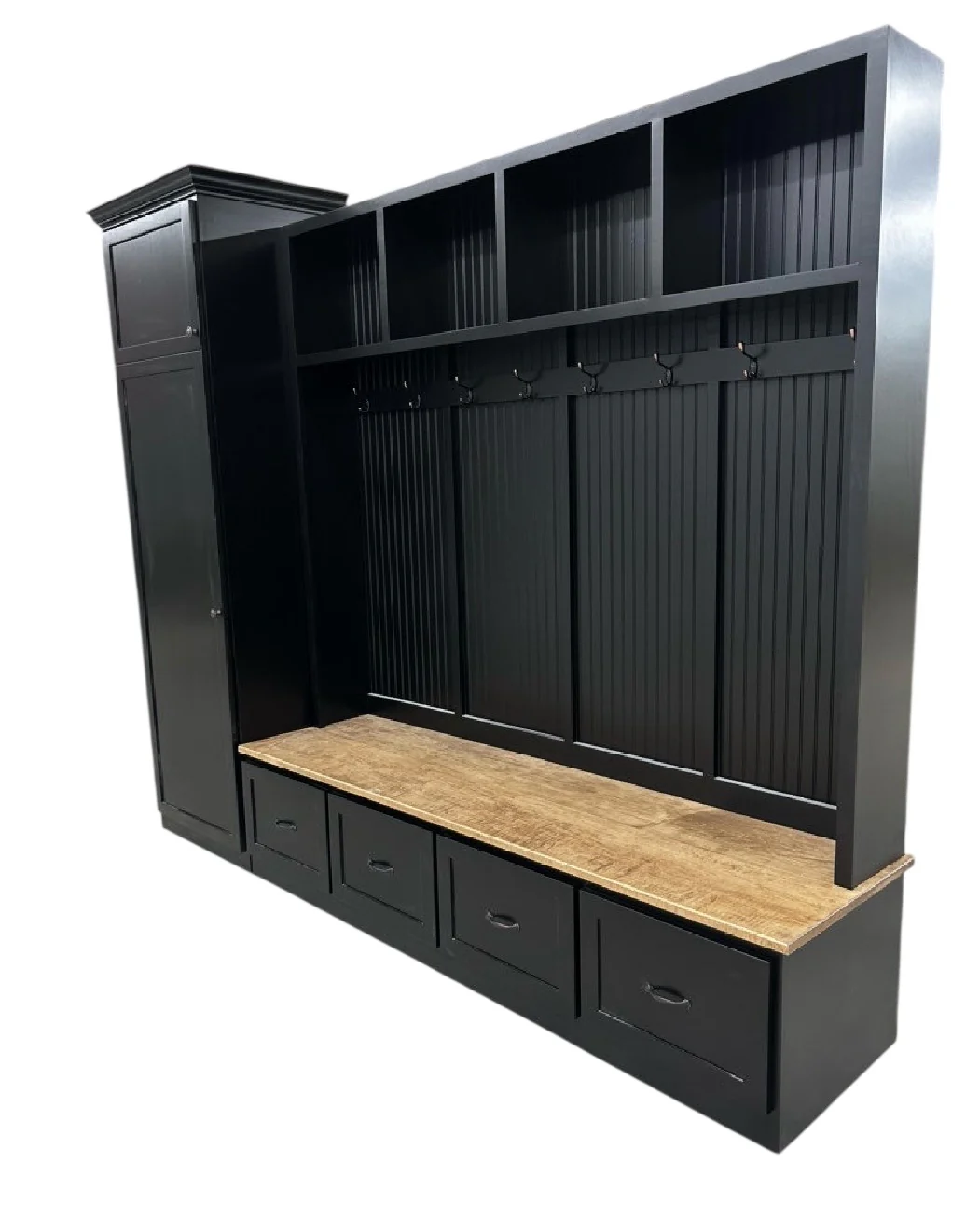 Holbrook Standing Coat Rack | Entryway Shoe Storage Bench | Hall Tree | Shoe Storage | Mudroom Locker (4-section) - Image 4