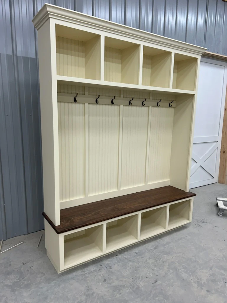 Houston 4-Section Hall Tree with Bench and Shoe Storage | Solid Wood Mudroom Organizer | Entryway Coat Rack with Cubbies - Image 5