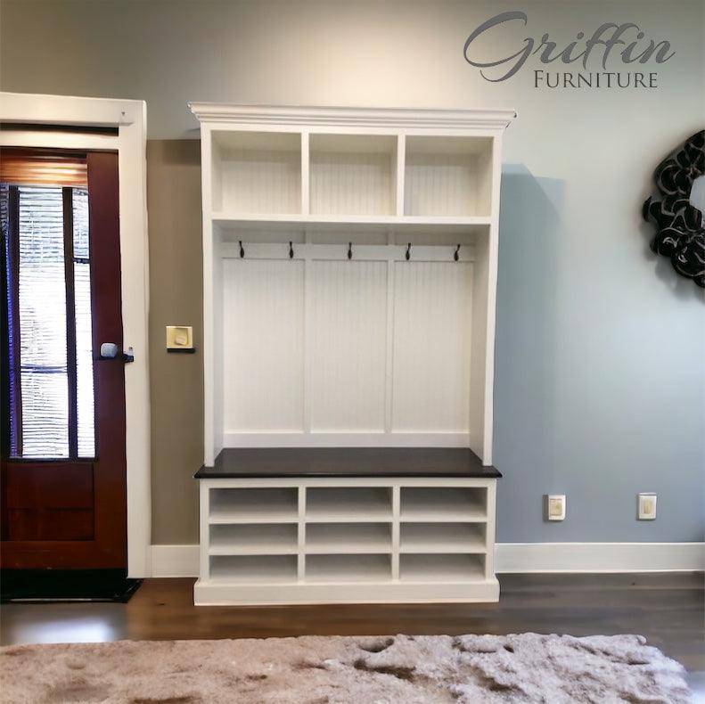 Louisiana 3-Section Mudroom Bench – Custom Entryway Storage with Cubbies & Hooks | Built-In Hall Tree Organizer - Image 2