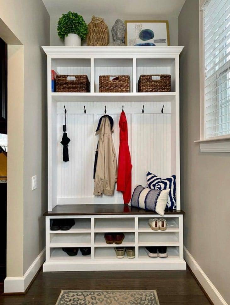 Louisiana 3-Section Mudroom Bench – Custom Entryway Storage with Cubbies & Hooks | Built-In Hall Tree Organizer