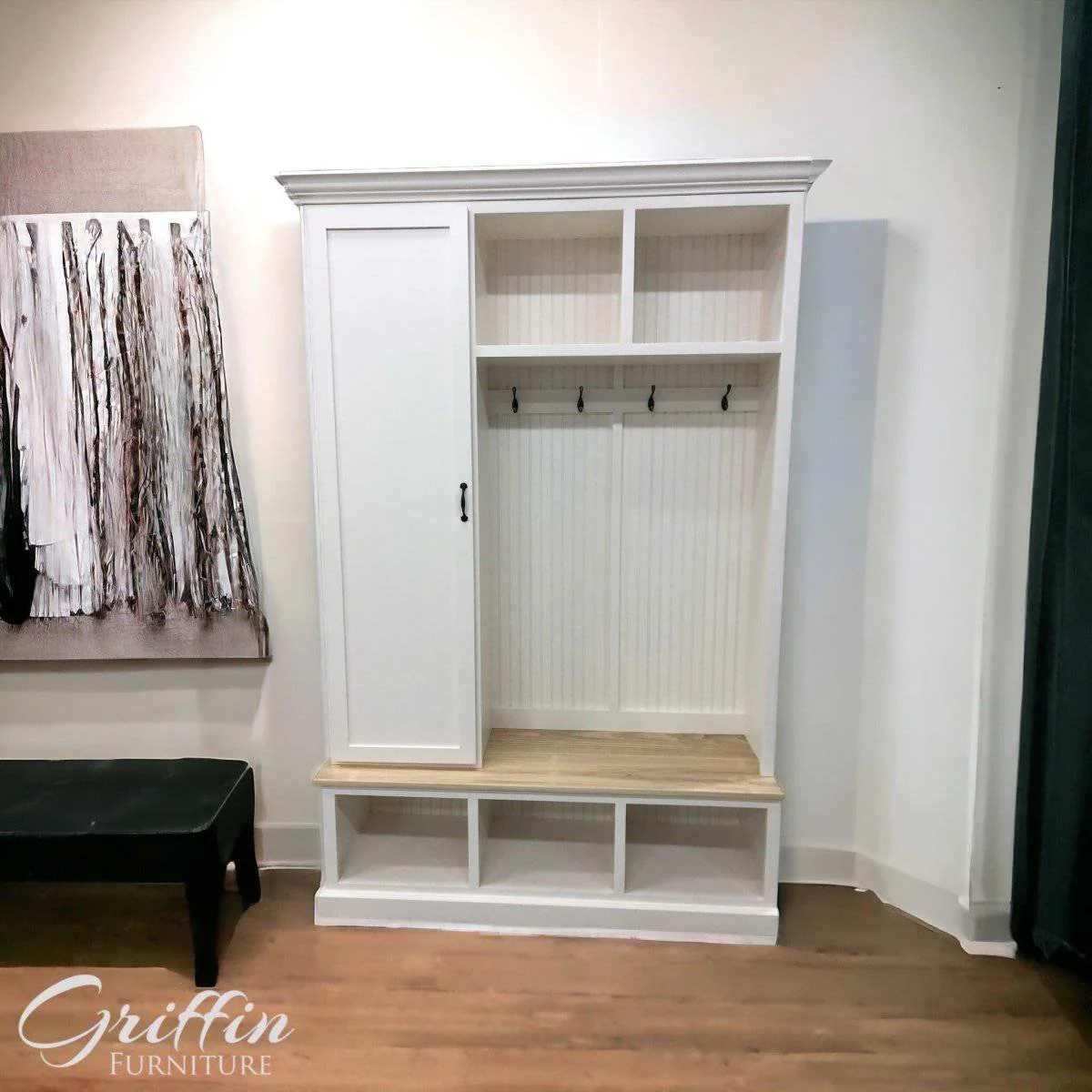 Miami Entryway Bench Organizer with Coat Rack – Hall Tree Mudroom Furniture | Custom Storage Solution for Entryways - Image 8
