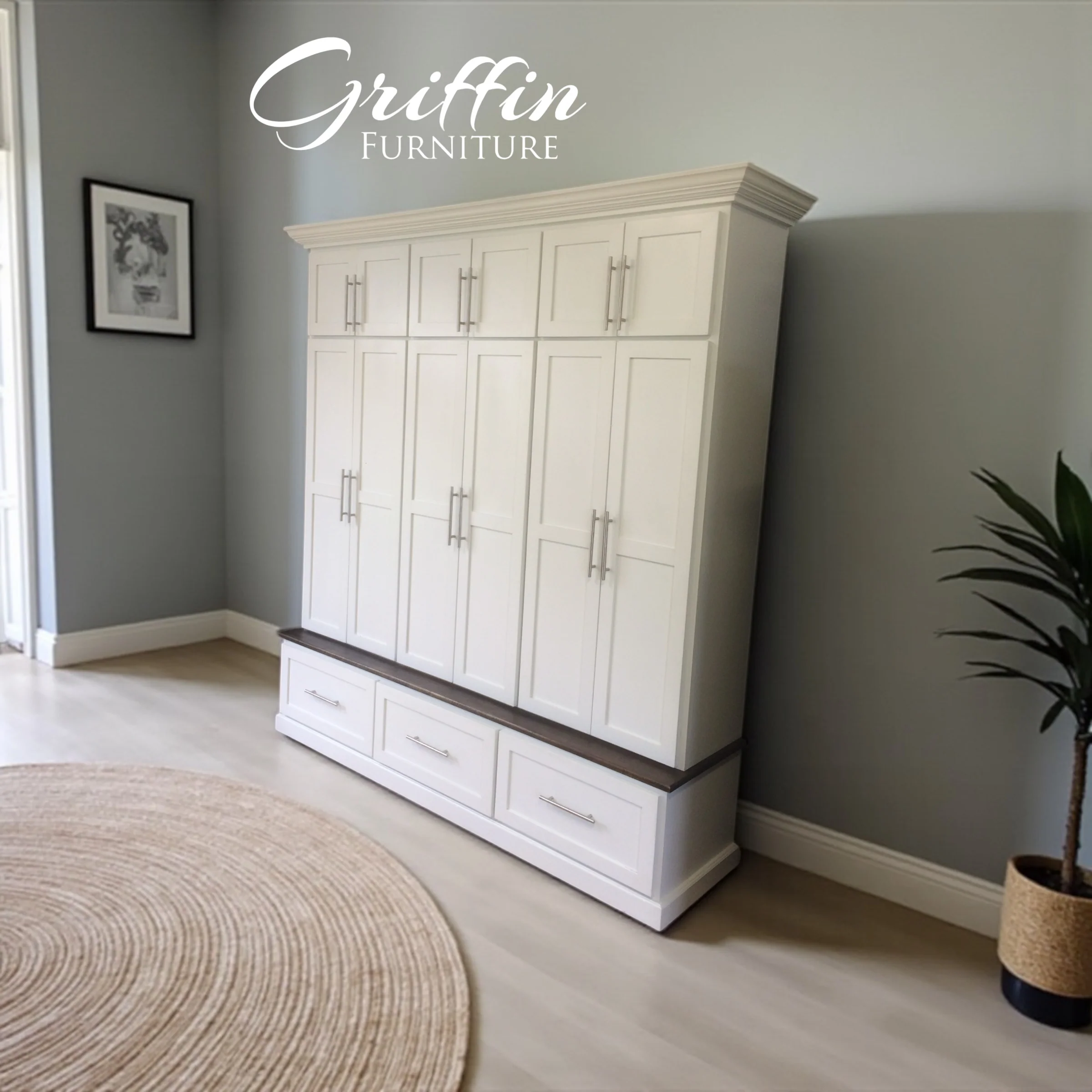 Michigan Customizable Handcrafted Mudroom Bench with Storage & Hooks - Image 2