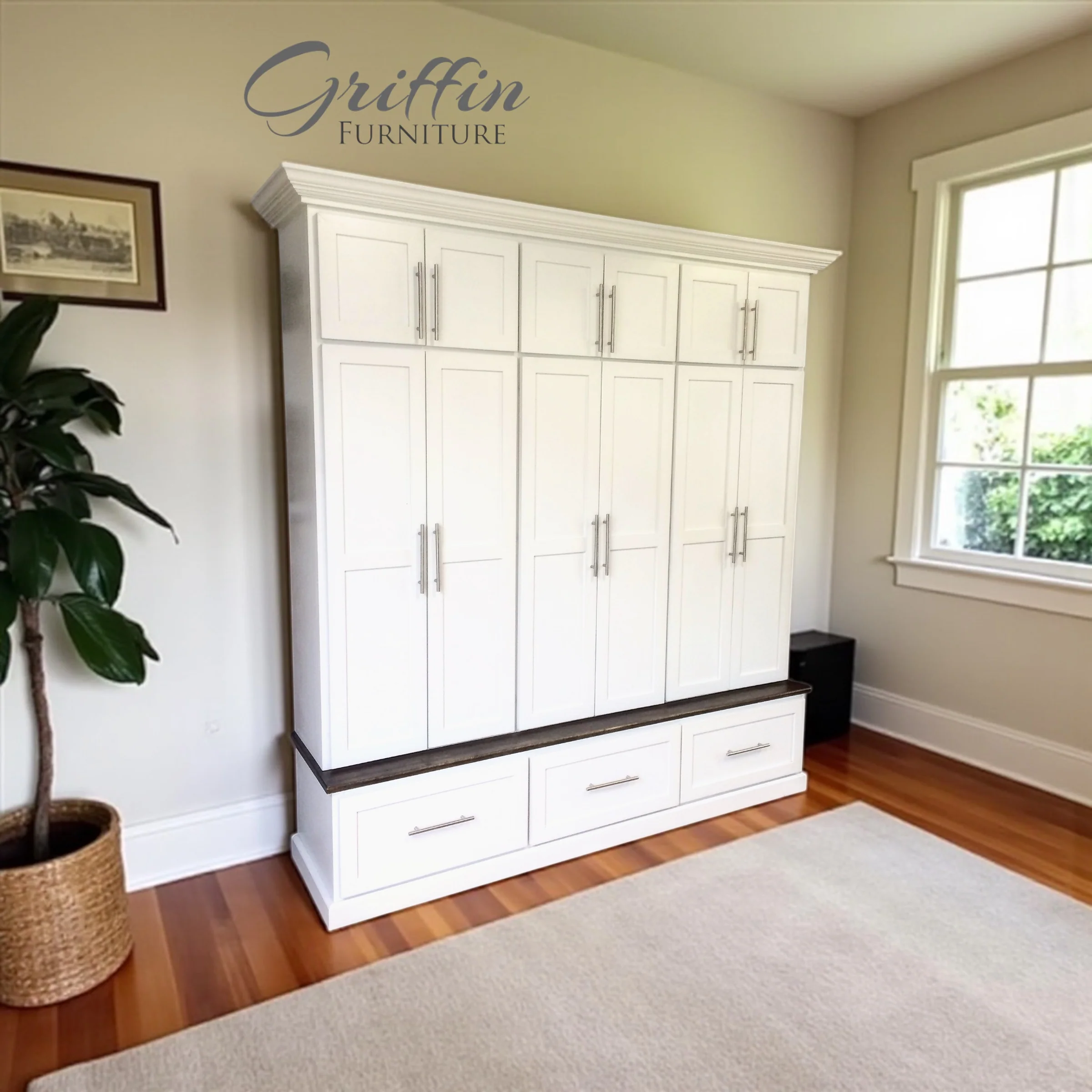 Michigan Customizable Handcrafted Mudroom Bench with Storage & Hooks - Image 4