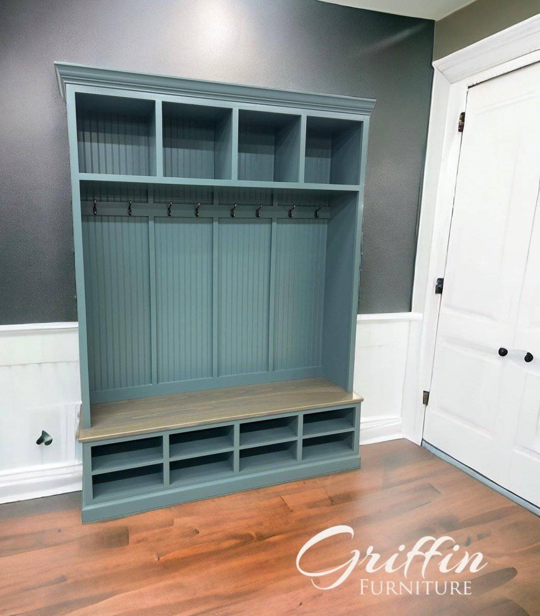 Moraga mudroom shoe storage bench hall tree entryway furniture (4 section) - Image 11