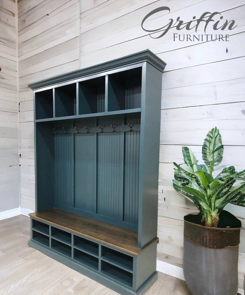 Moraga mudroom shoe storage bench hall tree entryway furniture (4 section) - Image 3