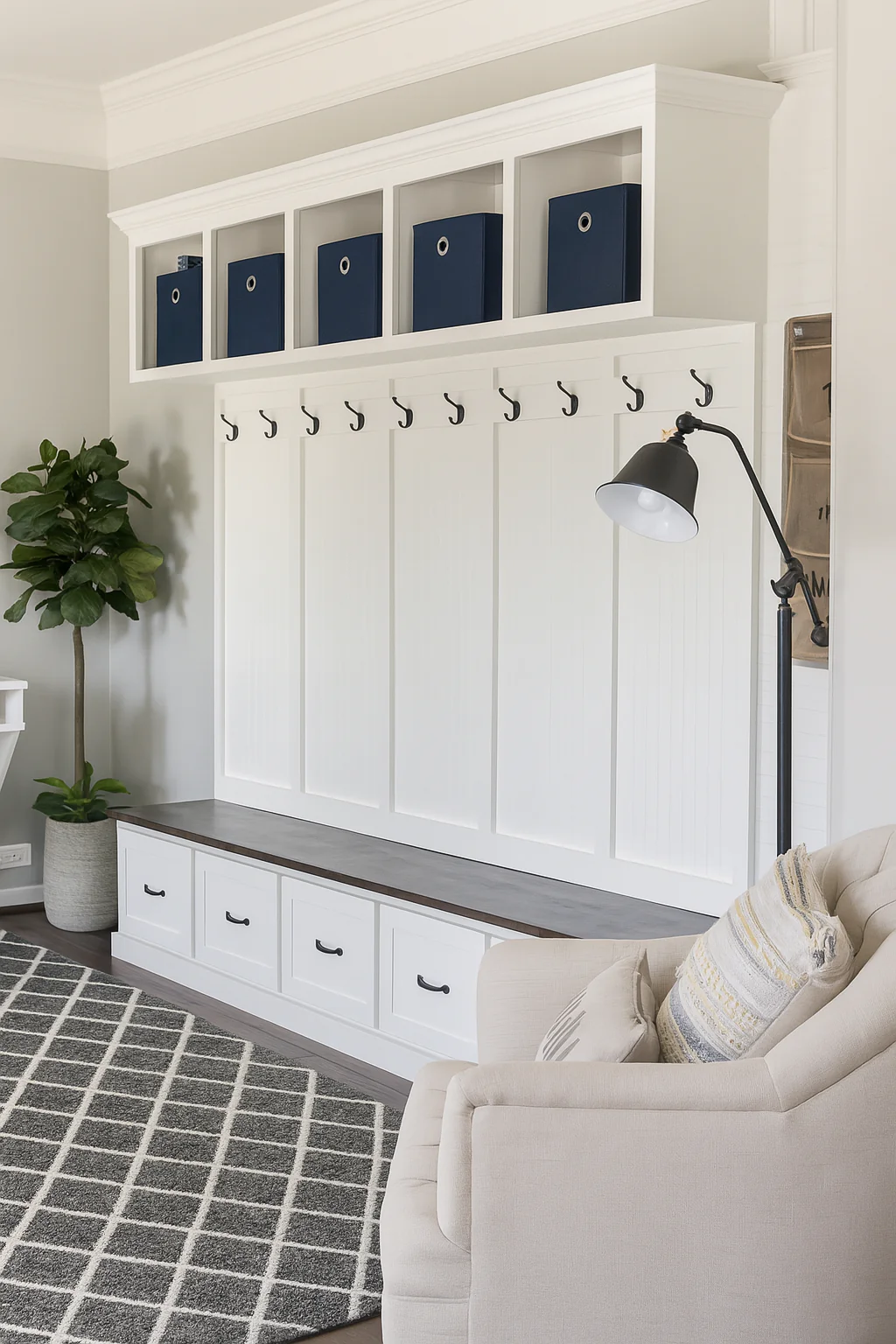 New York entryway bench shoe storage mudroom furniture (5-section) - Image 4