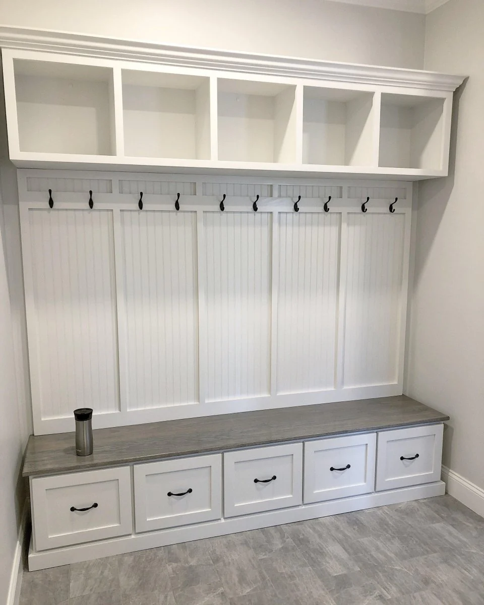 New York entryway bench shoe storage mudroom furniture (5-section) - Image 6
