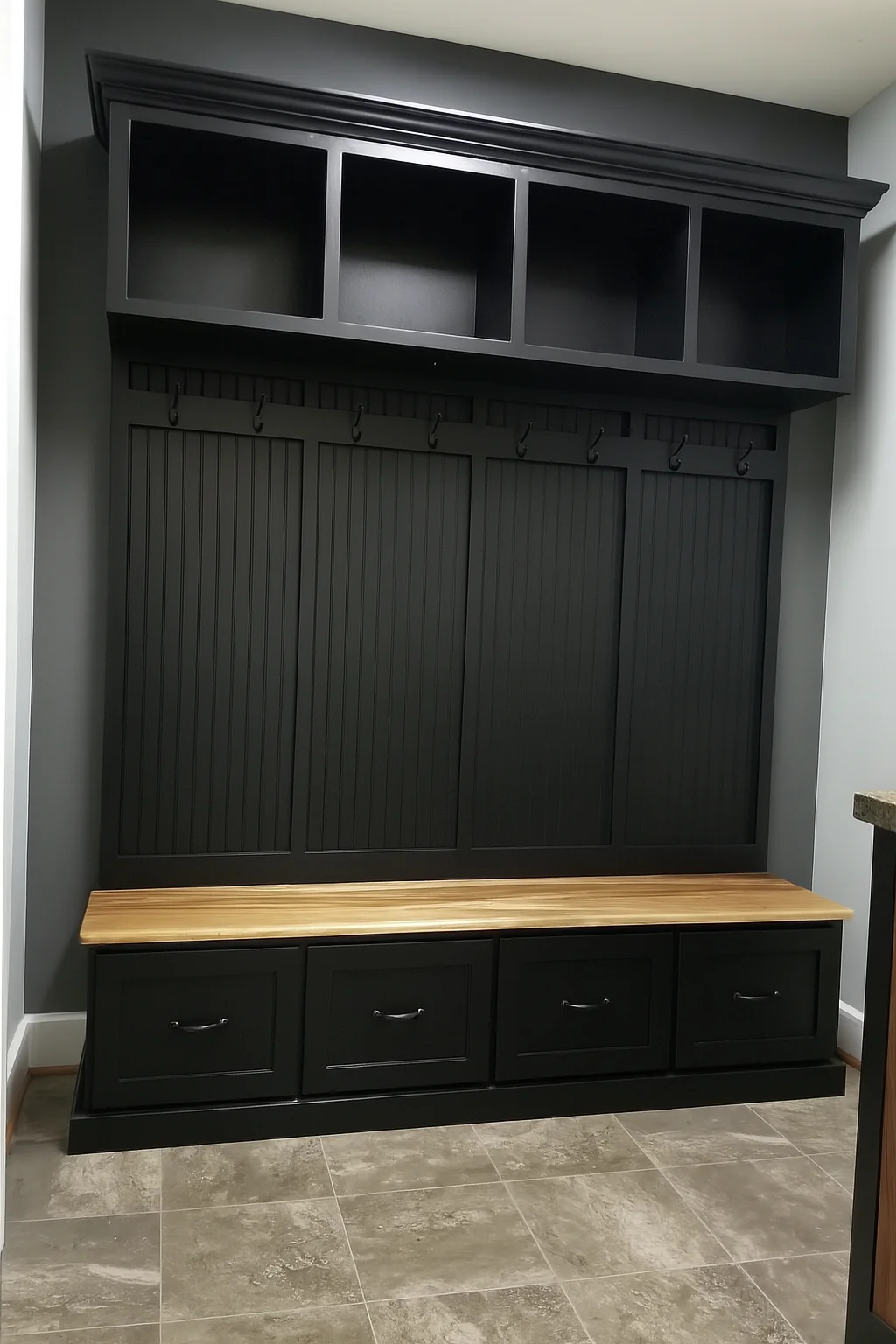 New York Mudroom Bench with Storage Drawers – Solid Wood Hall Tree, Coat Rack (4-section) - Image 2