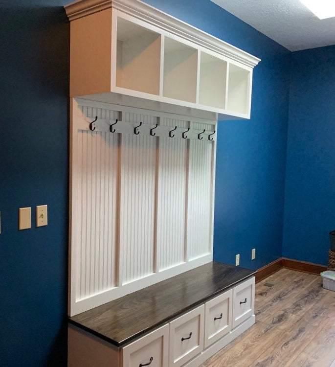 New York Mudroom Bench with Storage Drawers – Solid Wood Hall Tree, Coat Rack (4-section) - Image 4