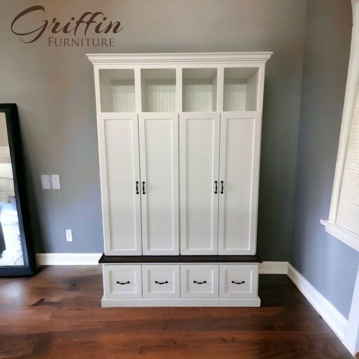 North Carolina Coat and Shoe Storage Bench – Entryway Organizer & Hallway Storage Rack | Custom Wood Furniture
