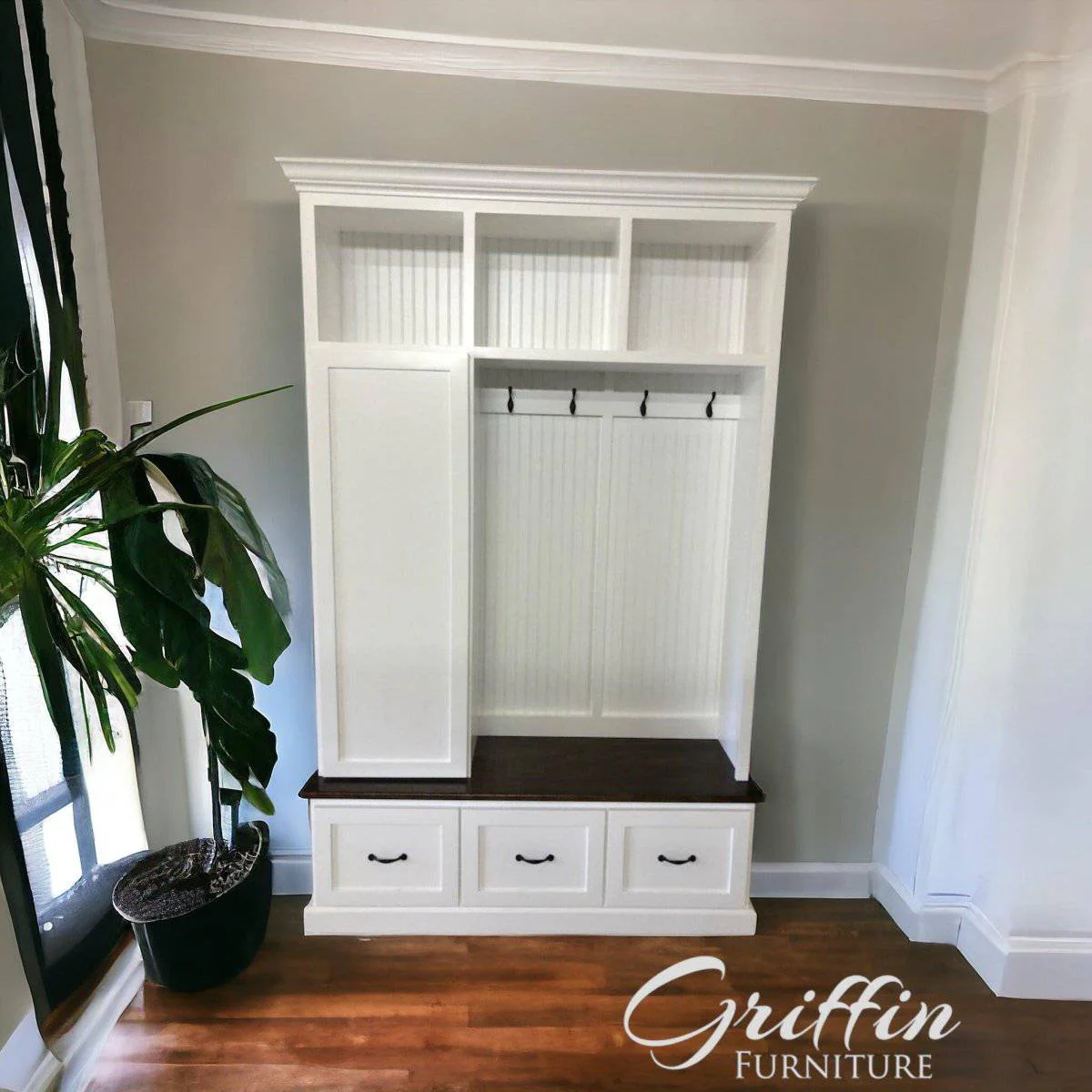 Oregon Entryway Organizer – 3-Section Coat & Shoe Storage Bench | Mudroom Hall Tree with Hooks & Cubbies | Custom Entryway Furniture - Image 6
