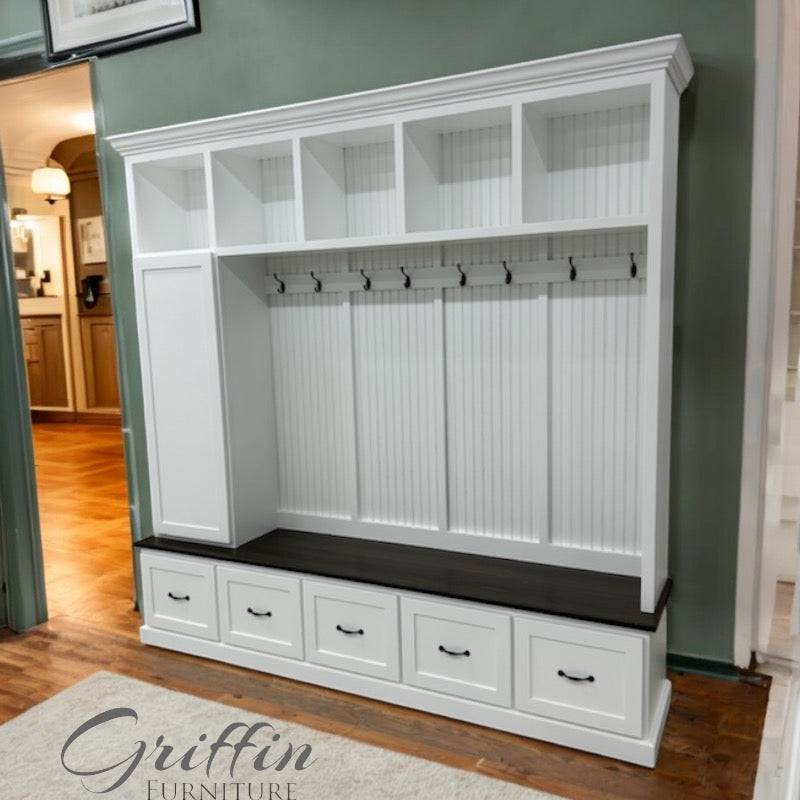 Oregon Mudroom Bench | Shoe Storage | Hall Tree | Standing Coat Rack | Mudroom Furniture (5 section) - Image 7
