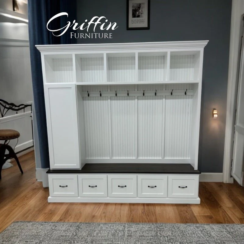 Oregon Mudroom Bench | Shoe Storage | Hall Tree | Standing Coat Rack | Mudroom Furniture (5 section) - Image 9